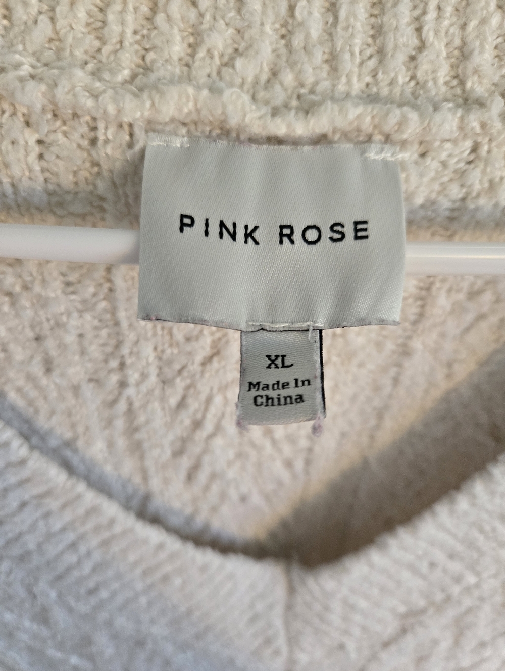 Pink Rose White Knit Lounge Sweater Size XL - Picture 2 of 4
